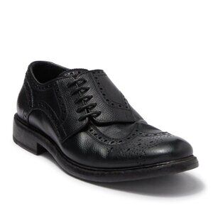 $800 BURBERRY Rayford Wingtip Lace-Up Derby BLACK LEATHER shoes 40 (SE12)